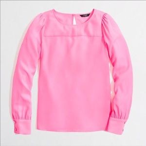 J. Crew neon hot pink keyhole blouse small